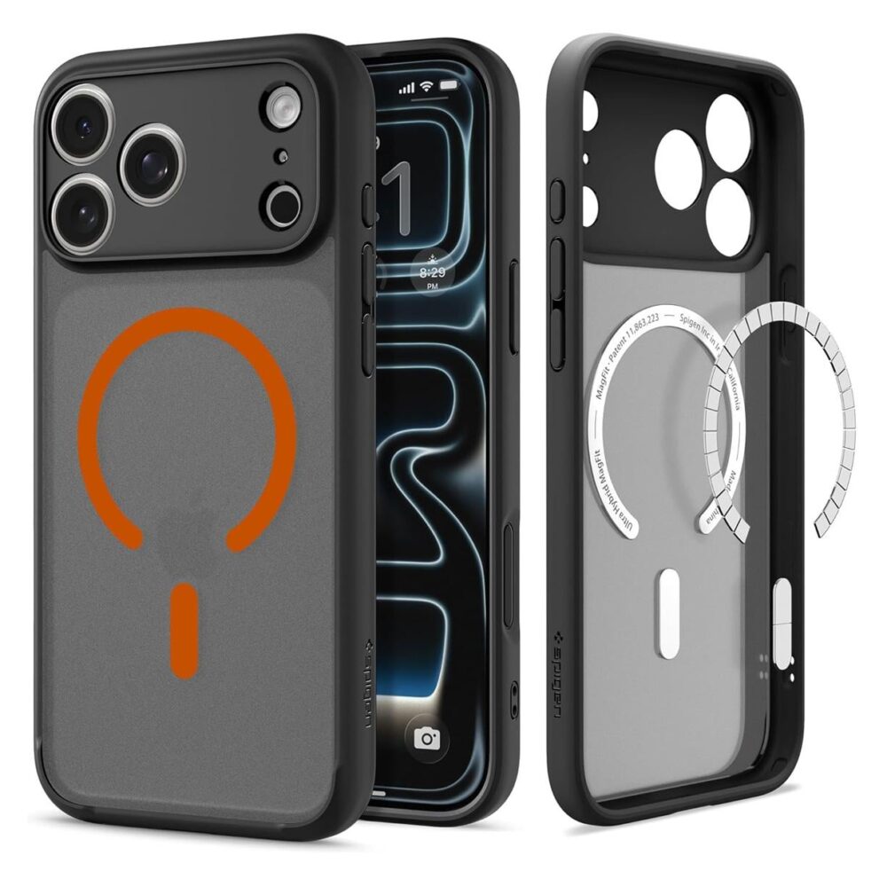 Spigen® Ultra Hybrid™ (MagFit) ACS10483 iPhone 17 Pro Case - Frost Black Orange