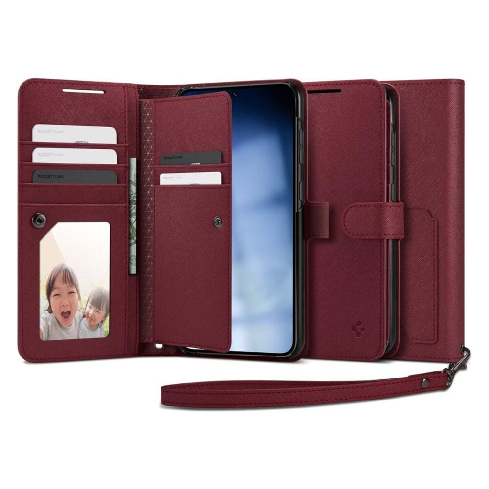 Spigen® Wallet S™ Plus ACS05678 Samsung Galaxy S23+ Plus Case - Burgundy