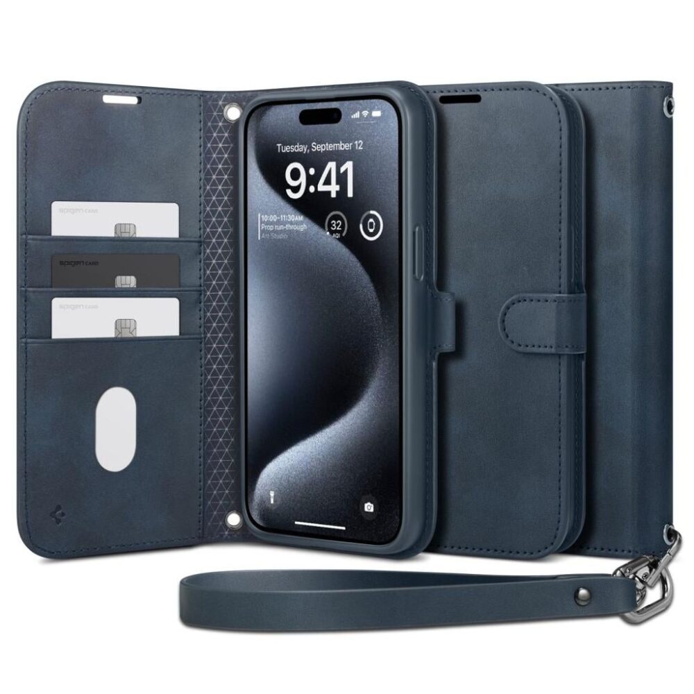 Spigen® Wallet S™ Pro ACS06606 iPhone 15 Pro Max Case - Navy