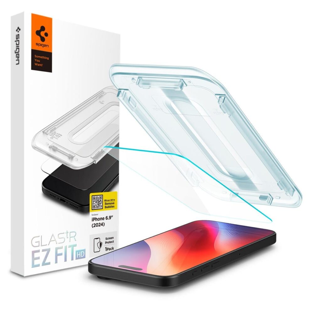 Spigen® (x1.Pack) GLAS.tR™ EZ Fit™ | Sensor Protected AGL07914 iPhone 16 Pro Max Premium Tempered Glass Screen Protector