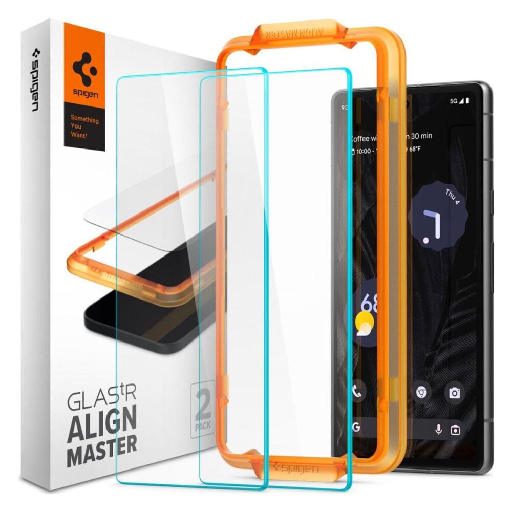 Spigen® (x2 Pack) GLAS.tR™ ALIGNmaster™ AGL05968 Google Pixel 7a Premium Tempered Glass Screen Protector