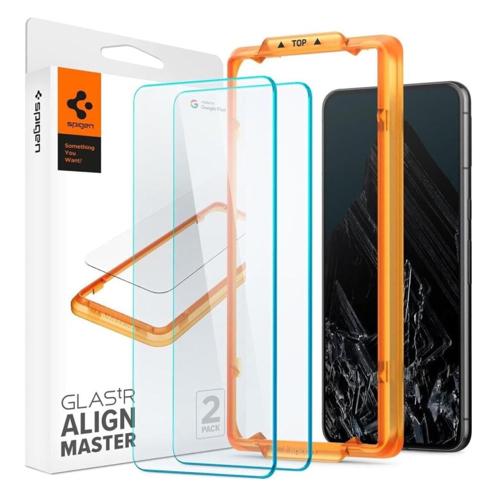 Spigen® (x2 Pack) GLAS.tR™ ALIGNmaster™ AGL07395 Google Pixel 8 Pro Premium Tempered Glass Screen Protector - Crystal Clear