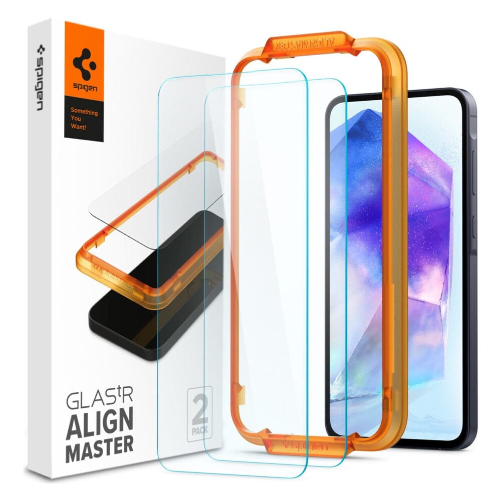 Spigen® (x2 Pack) GLAS.tR™ ALIGNmaster™ AGL07775 Samsung Galaxy A55 Premium Tempered Glass Screen Protector