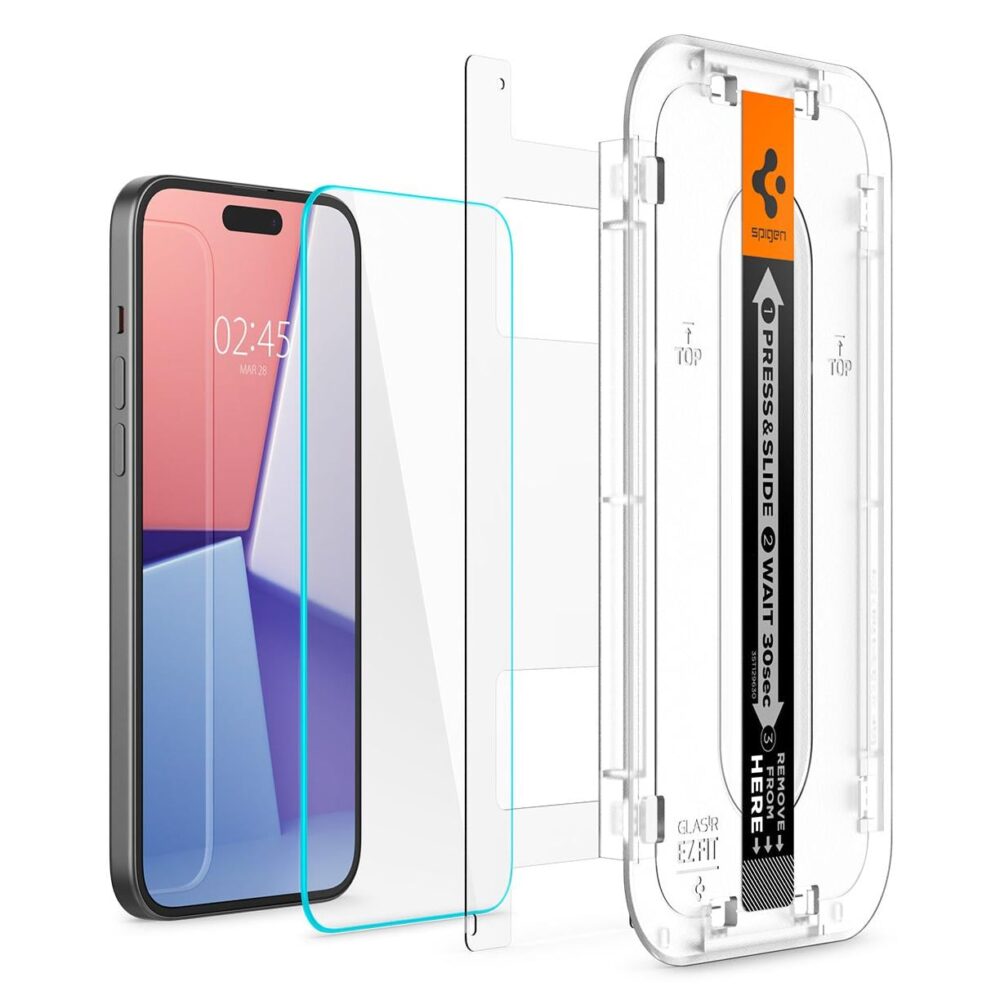 Spigen® (x2.Pack) GLAS.tR™ EZ FIT™ AGL06883 iPhone 16 Plus | 15 Plus Premium Tempered Glass Screen Protector