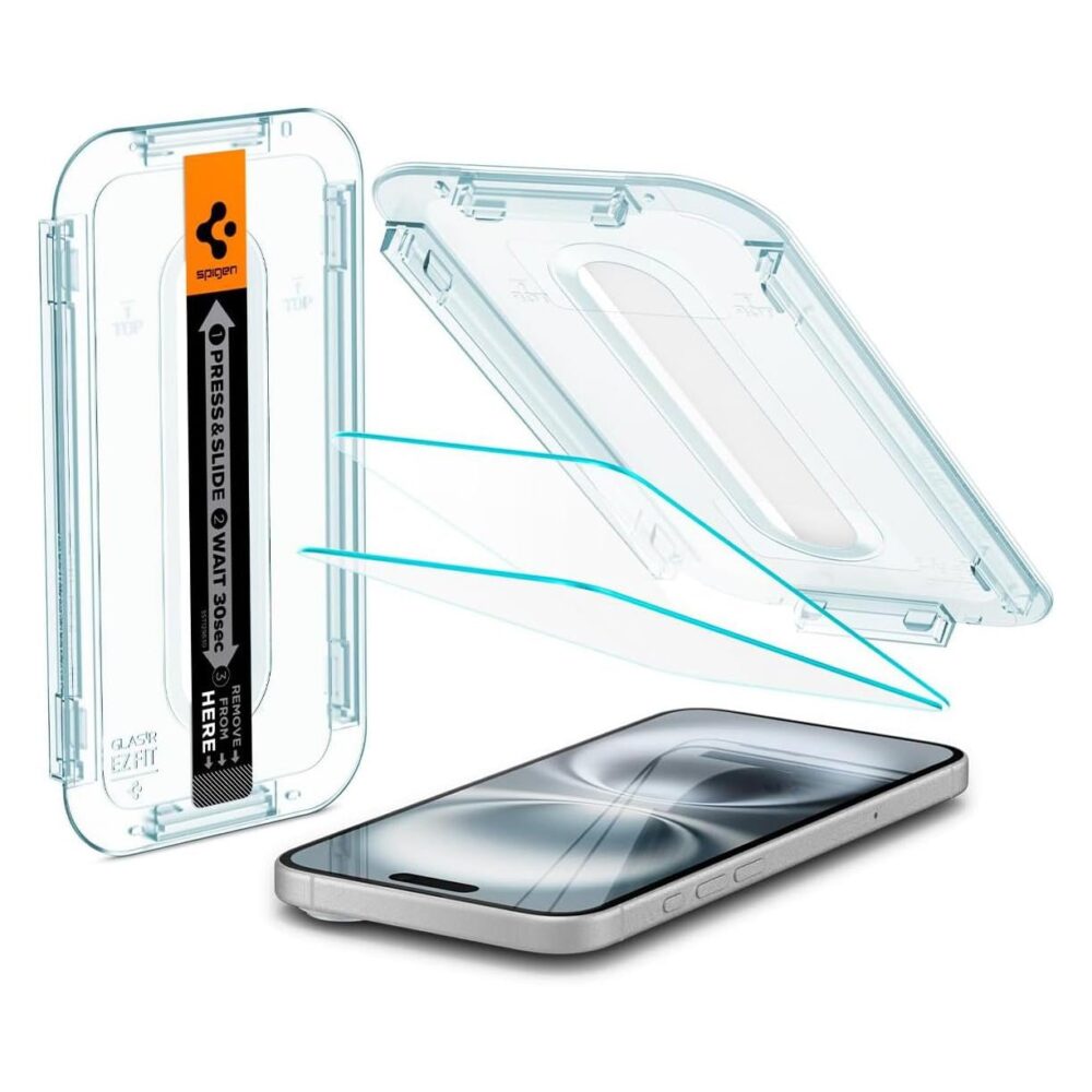 Spigen® (x2.Pack) GLAS.tR™ EZ FIT™ AGL06883 iPhone 16 Plus | 15 Plus Premium Tempered Glass Screen Protector