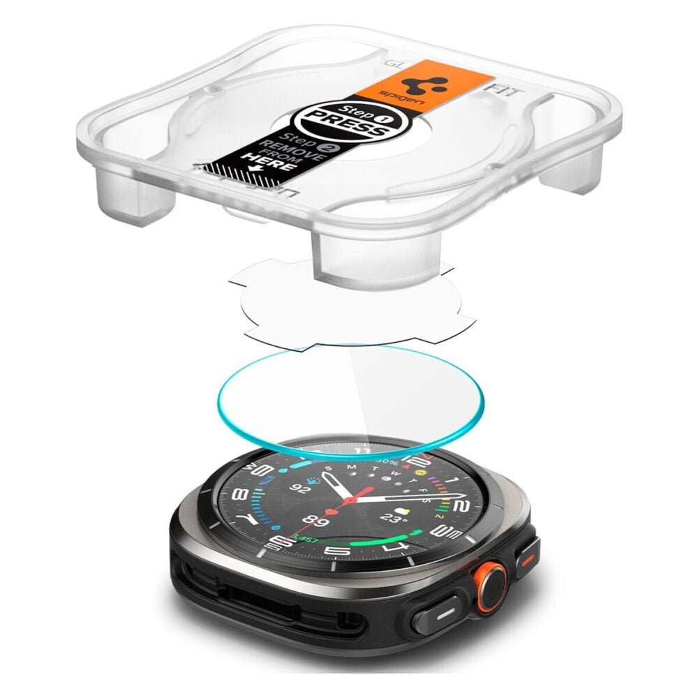 Spigen® (x2.Pack) GLAS.tR™ EZ FIT™ AGL08349 Samsung Galaxy Watch Ultra (47mm) Premium Tempered Glass Screen Protector