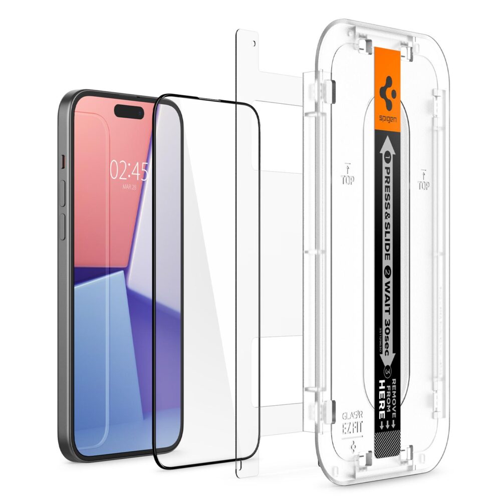 Spigen® (x2.Pack) GLAS.tR™ EZ FIT™ Full Cover AGL06884 iPhone 15 Plus Premium Tempered Glass Screen Protector