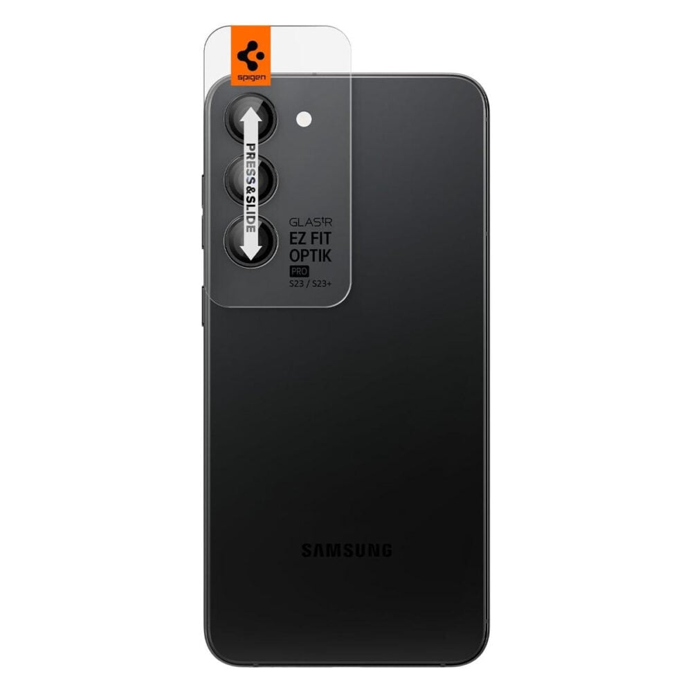 Spigen® (x2.Pack) GLAS.tR™ EZ FIT™ OPTIK PRO AGL05962 Samsung Galaxy S23+ Plus / S23 Premium Tempered Glass Camera Lens Protector - Black