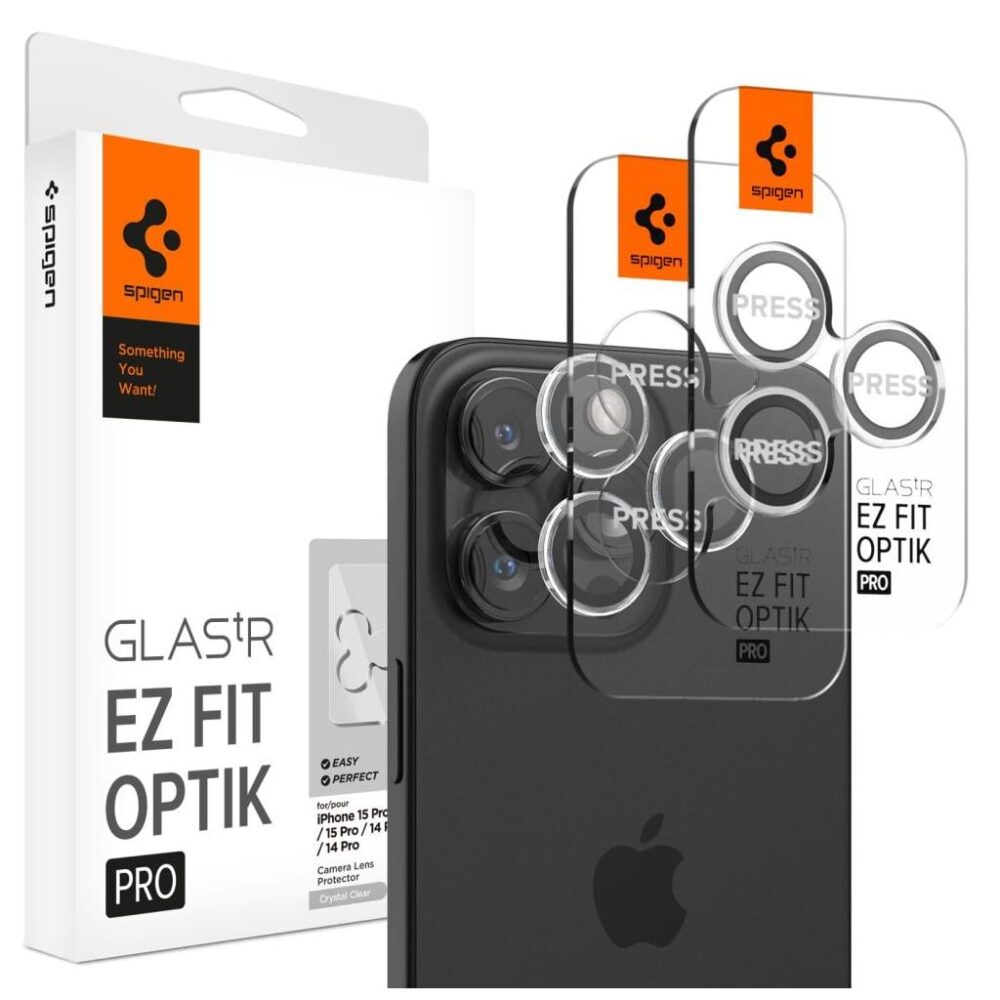 Spigen® (x2.Pack) Glas.tR™ EZ Fit™ Optik Pro AGL06914 iPhone 17 Pro Max | 17 Pro | 16 Pro Max | 16 Pro | 15 Pro Max | 15 Pro | 14 Pro Max | 14 Pro Premium Tempered Glass Camera Lens Protector - Crystal Clear