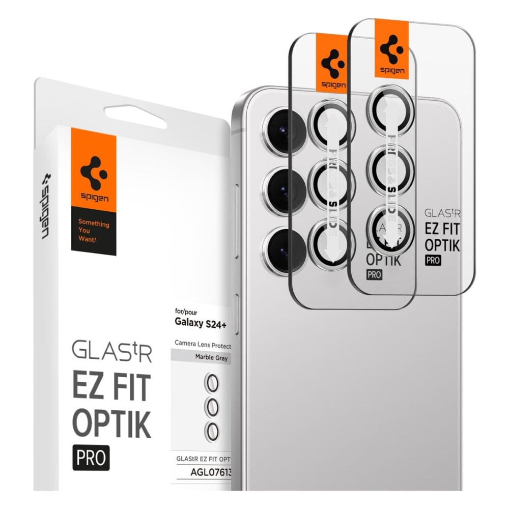 Spigen® (x2.Pack) GLAS.tR™ EZ Fit™ Optik Pro AGL07613 Samsung Galaxy S24 FE | S24+ Plus Premium Tempered Glass Camera Lens Protector - Marble Gray