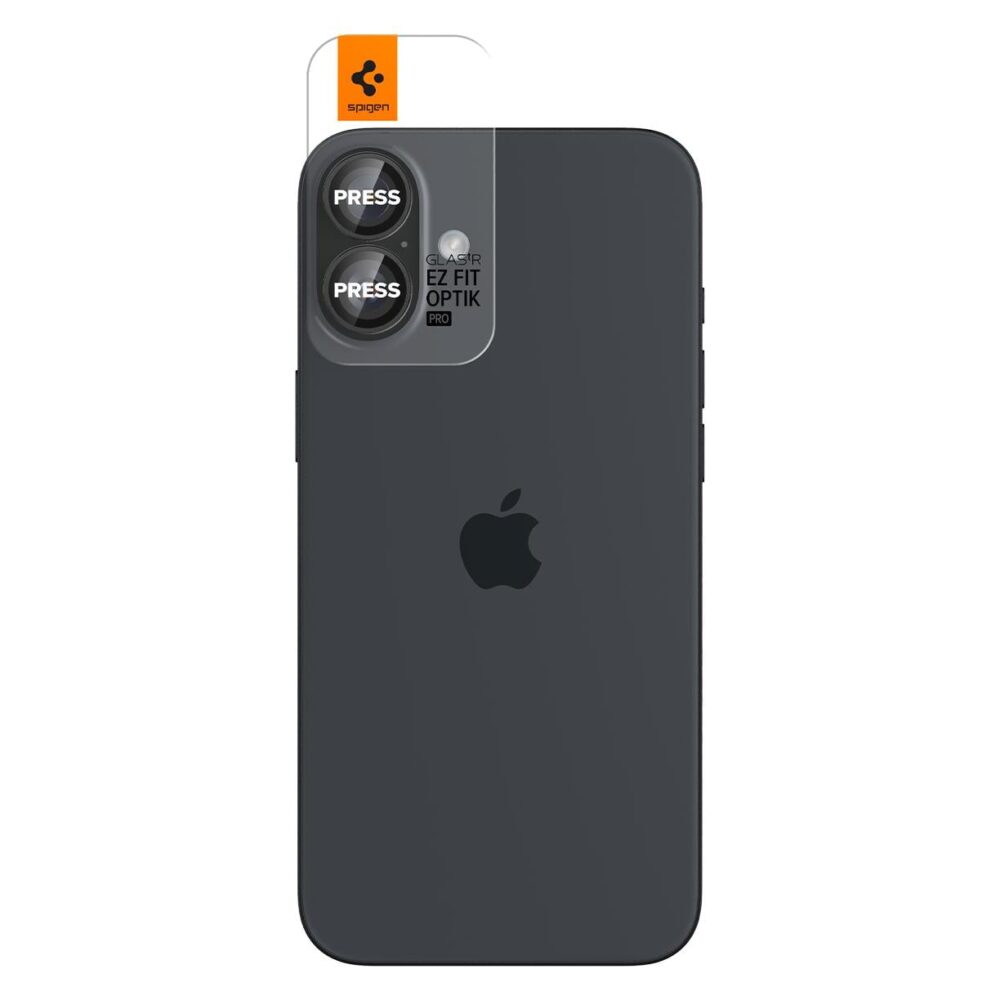 Spigen® (x2.Pack) Glas.tR™ EZ Fit™ Optik Pro AGL07921 iPhone 17 | 16 | 16 Plus Premium Tempered Glass Camera Lens Protector - Black