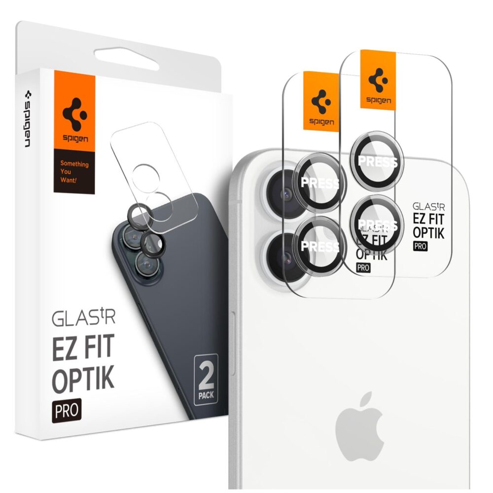 Spigen® (x2.Pack) Glas.tR™ EZ Fit™ Optik Pro AGL08531 iPhone 17 | 16 | 16 Plus Premium Tempered Glass Camera Lens Protector - Crystal Clear