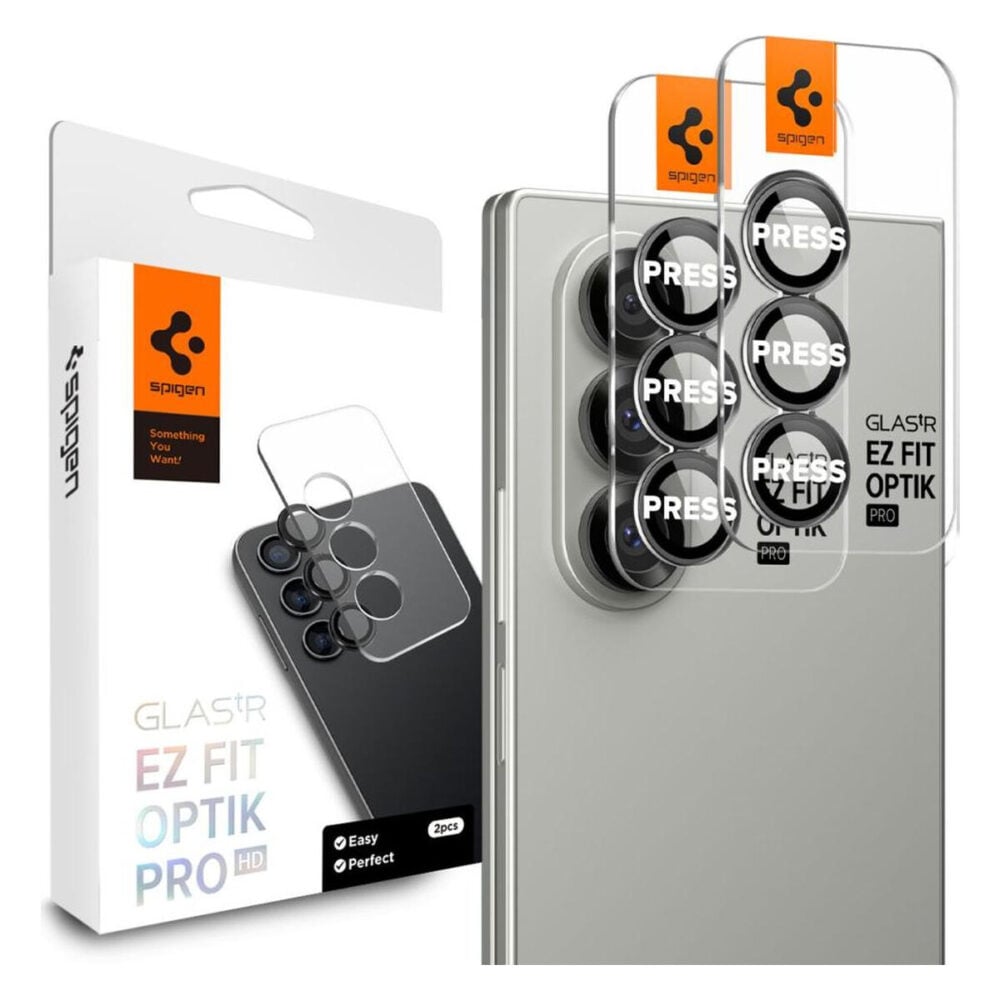 Spigen® (x2.Pack) Glas.tR™ EZ Fit™ Optik Pro AGL09581 Samsung Galaxy Z Fold 7 Premium Tempered Glass Camera Lens Protector - Black