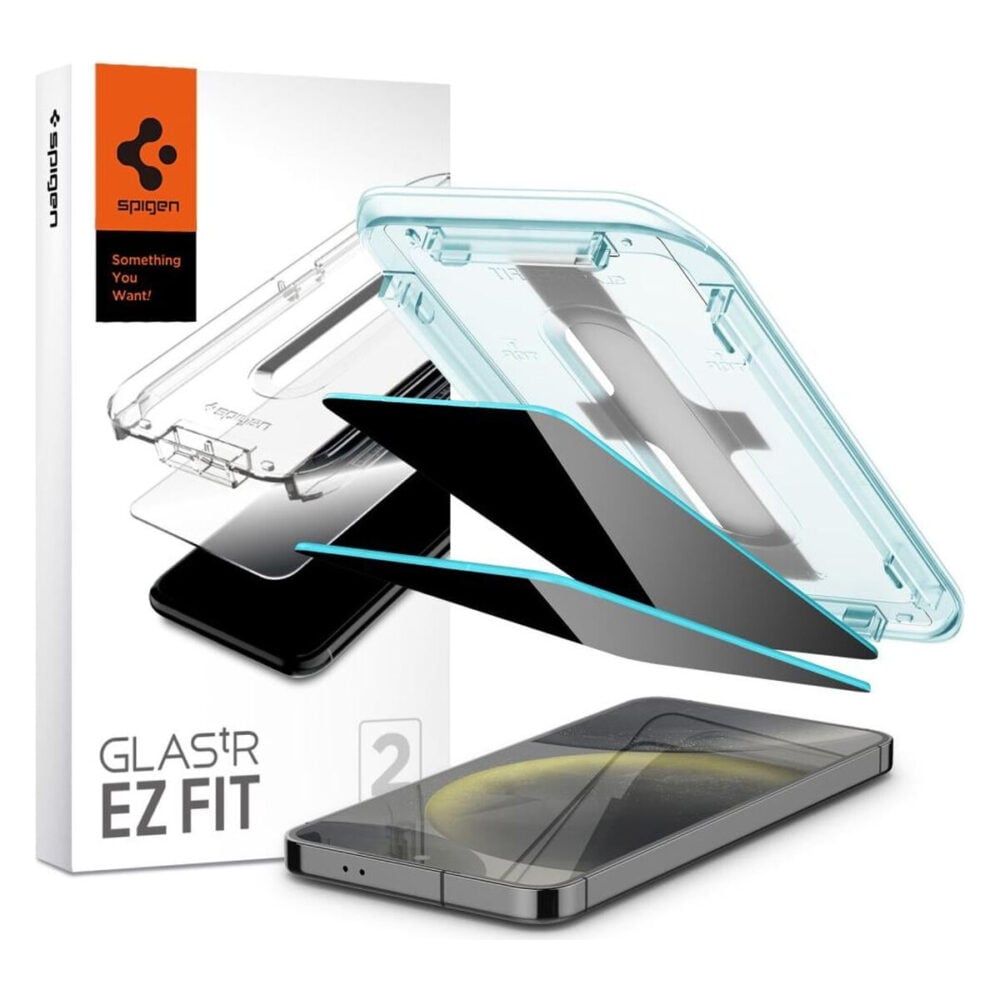 Spigen® (x2.Pack) GLAS.tR™ EZ Fit™ Privacy AGL07627 Samsung Galaxy S24 Premium Tempered Glass Screen Protector