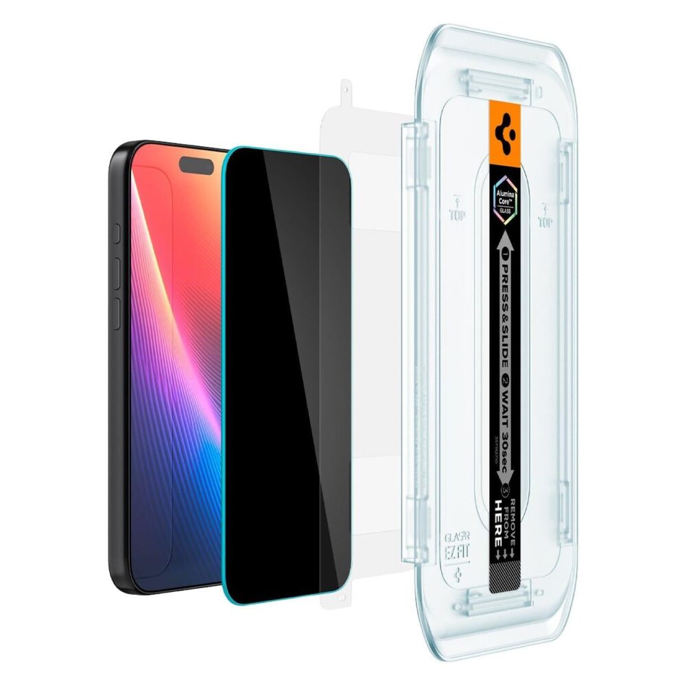 Spigen® (x2.Pack) Glas.tR™ EZ Fit™ | Privacy AGL07929 iPhone 17 Pro | iPhone 17 | iPhone 16 Pro Premium Tempered Glass Screen Protector