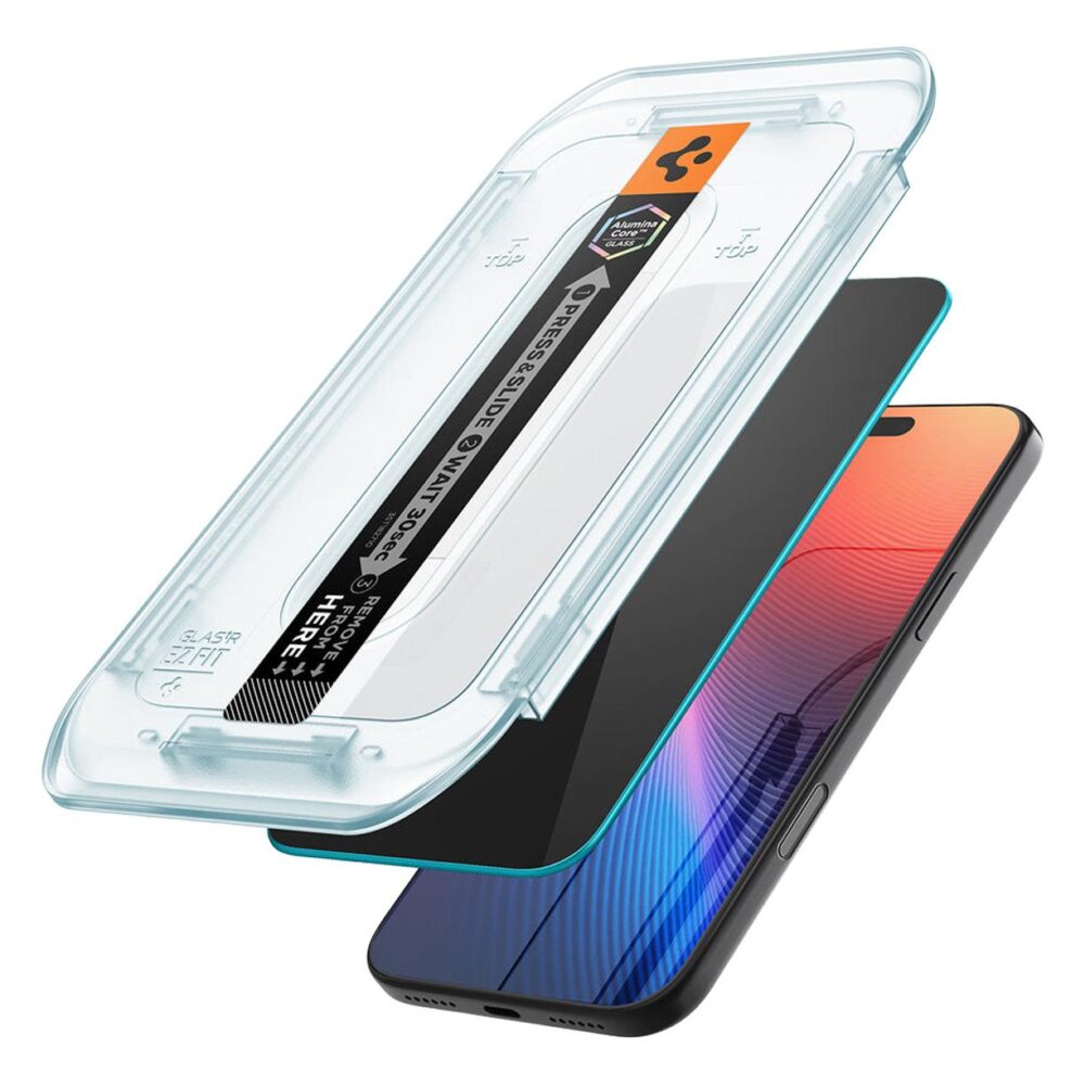 Spigen® (x2.Pack) Glas.tR™ EZ Fit™ | Privacy AGL07929 iPhone 17 Pro | iPhone 17 | iPhone 16 Pro Premium Tempered Glass Screen Protector