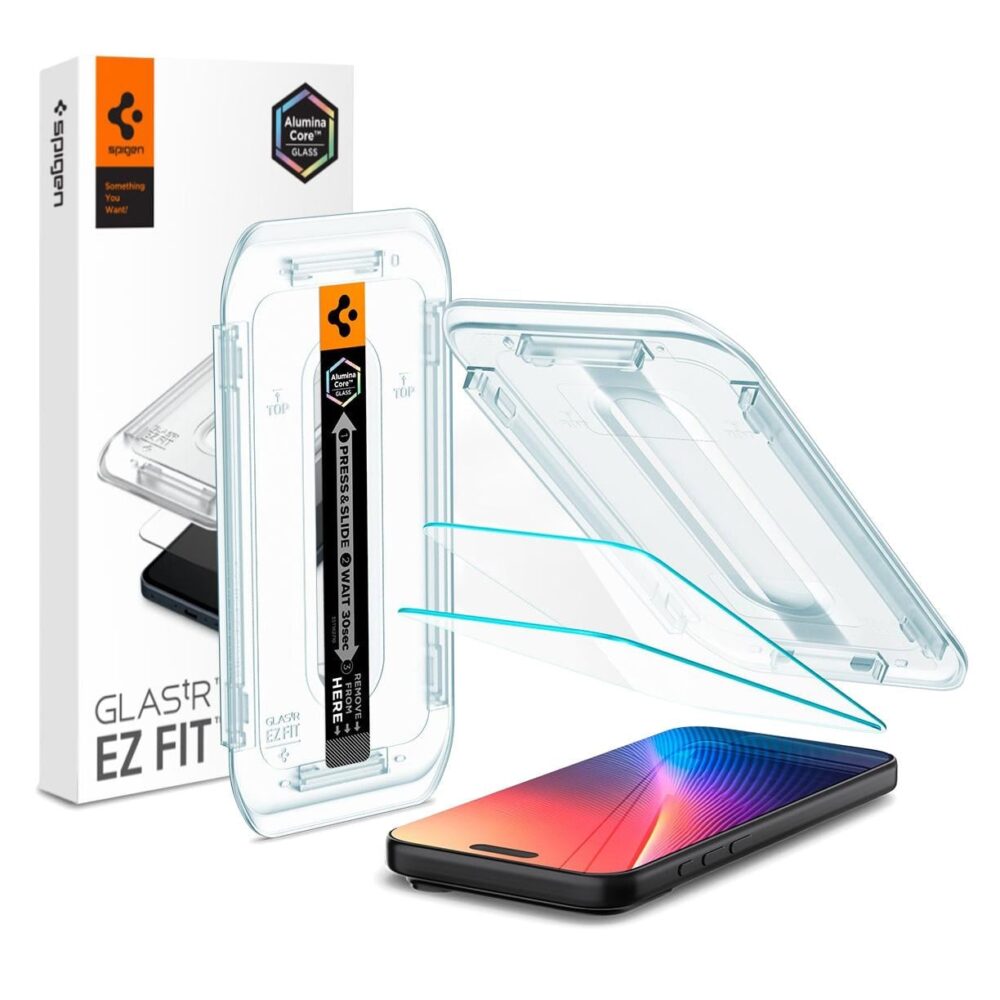 Spigen® (x2.Pack) Glas.tR™ EZ Fit™ | Sensor Protected AGL07928 iPhone 17 Pro | iPhone 17 | iPhone 16 Pro Premium Tempered Glass Screen Protector
