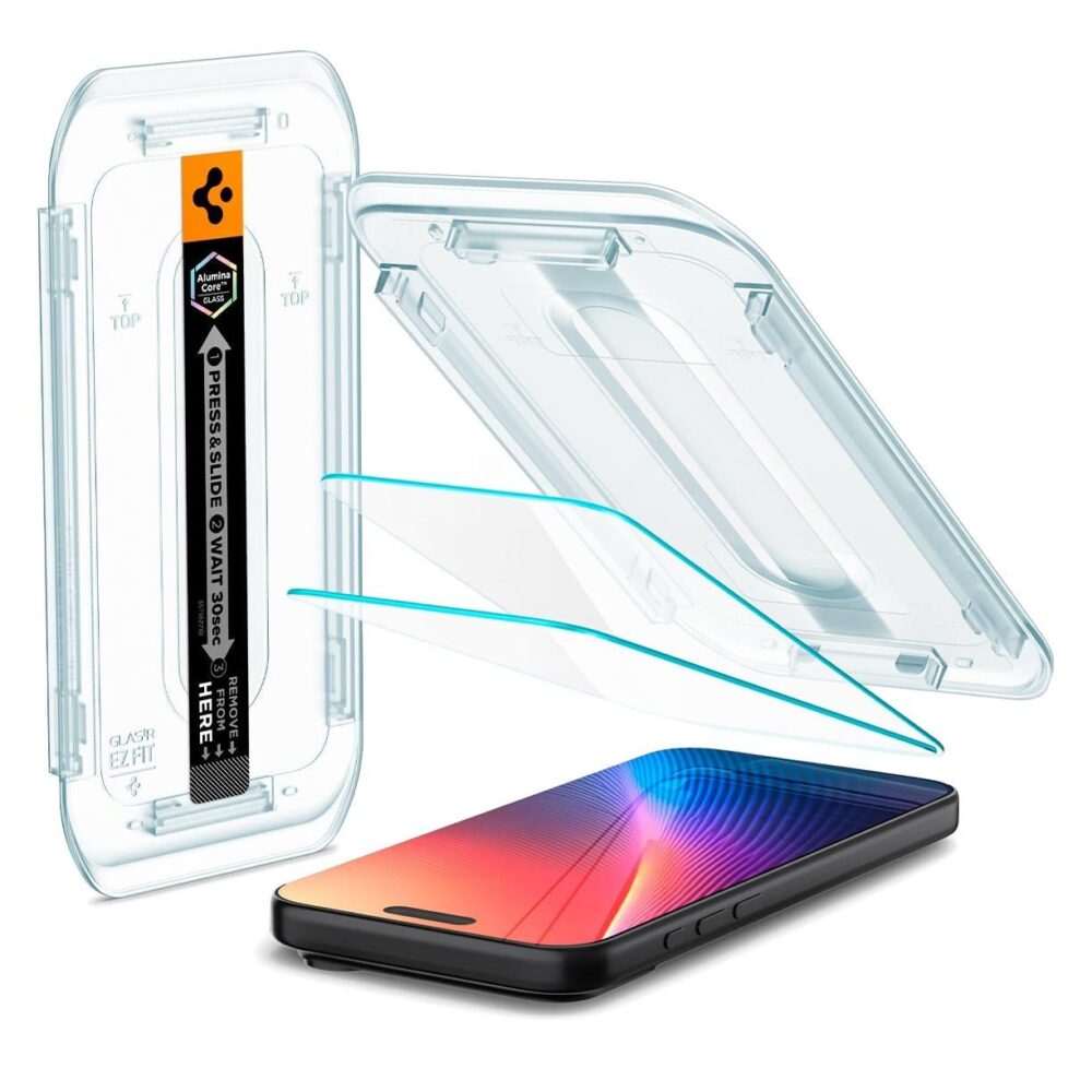 Spigen® (x2.Pack) Glas.tR™ EZ Fit™ | Sensor Protected AGL07928 iPhone 17 Pro | iPhone 17 | iPhone 16 Pro Premium Tempered Glass Screen Protector