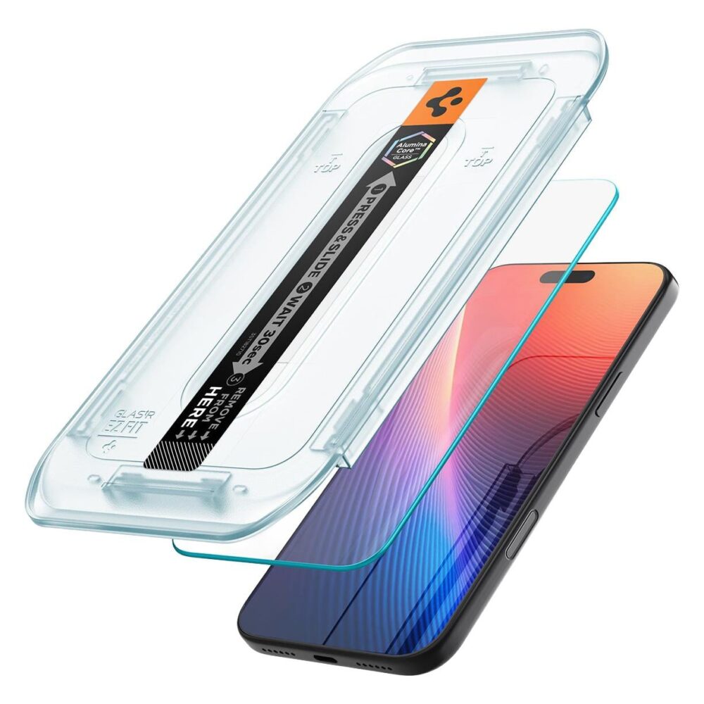 Spigen® (x2.Pack) Glas.tR™ EZ Fit™ | Sensor Protected AGL07928 iPhone 17 Pro | iPhone 17 | iPhone 16 Pro Premium Tempered Glass Screen Protector