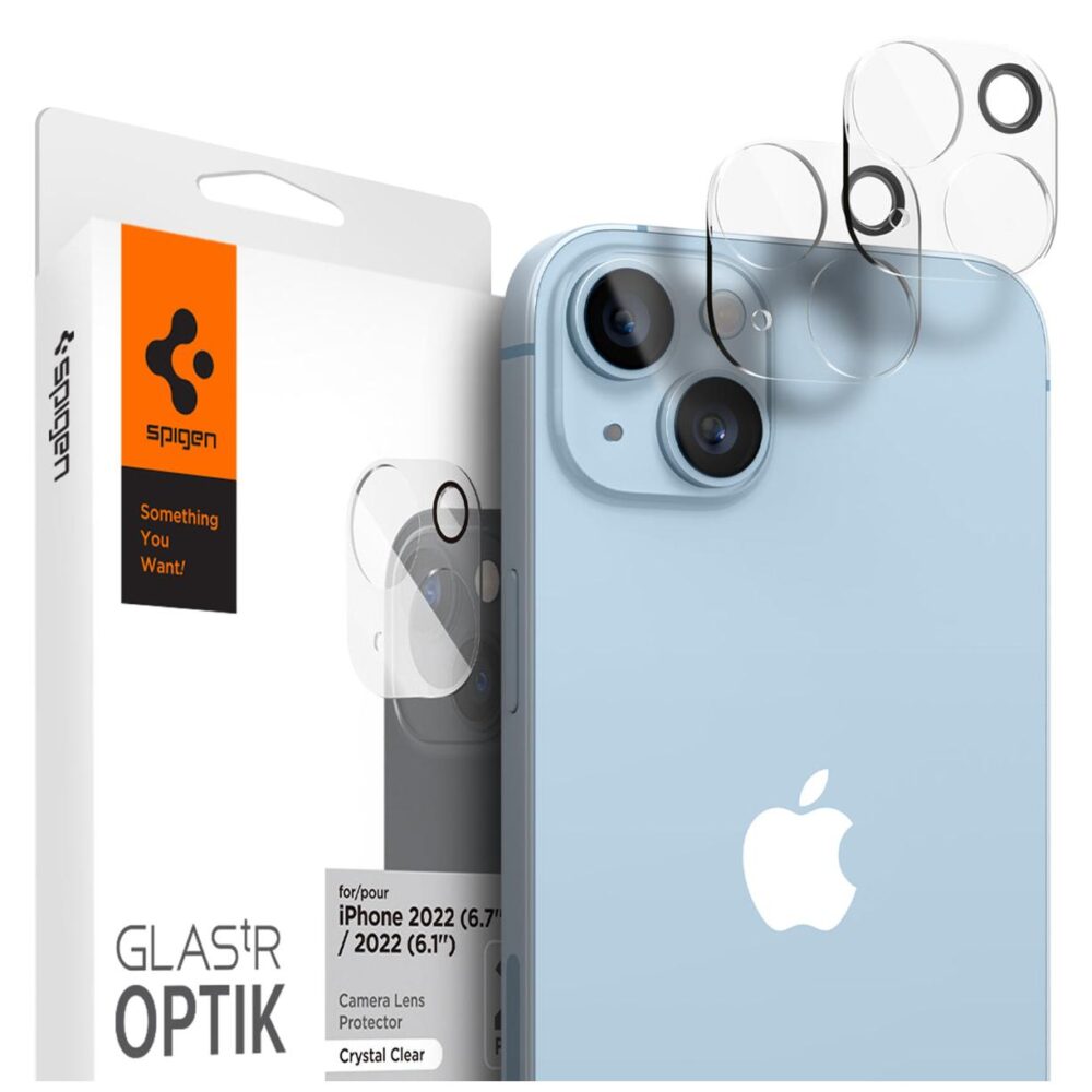 Spigen® (x2.Pack) GLAS.tR™ OPTIK AGL05229 iPhone 14 Plus / 14 Premium Tempered Glass Camera Lens Protector - Crystal Clear