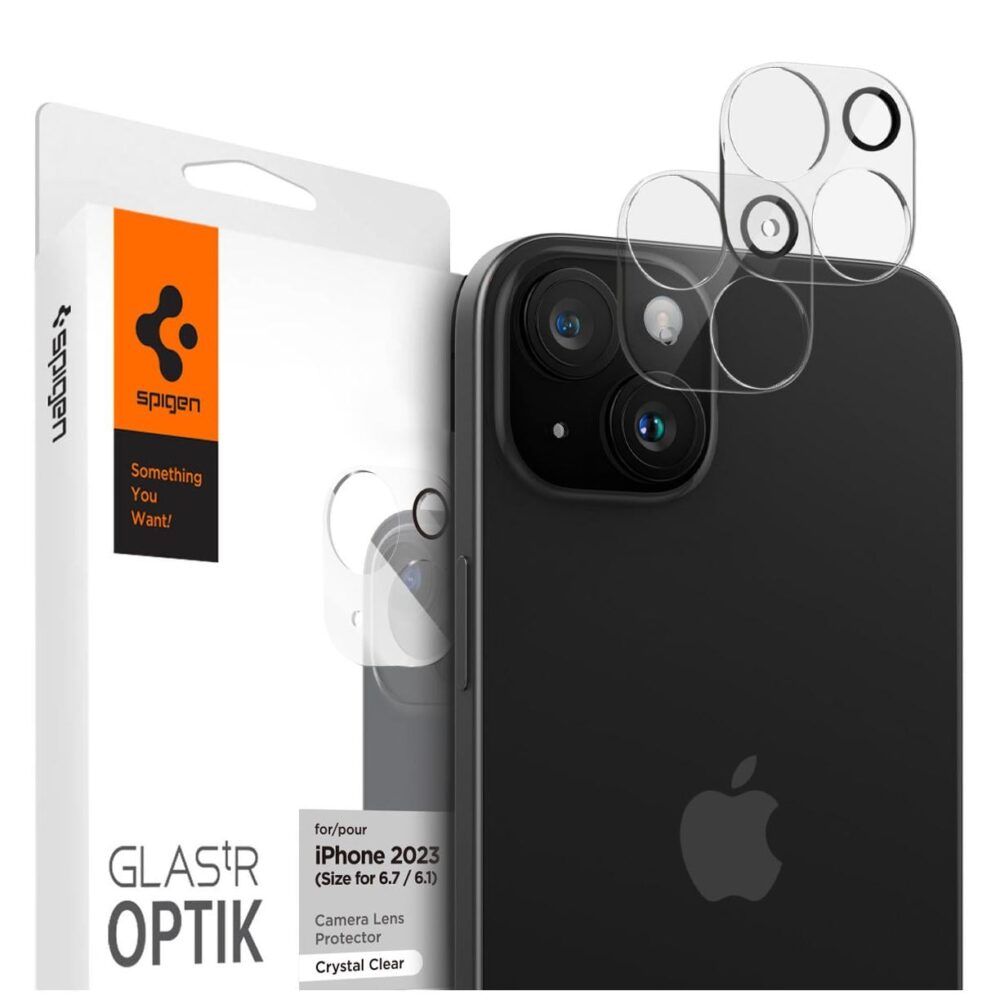 Spigen® (x2.Pack) GLAS.tR™ OPTIK AGL06916 iPhone 15 / 15 Plus Premium Tempered Glass Camera Lens Protector - Crystal Clear