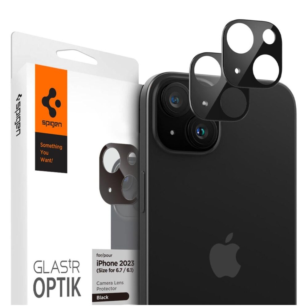 Spigen® (x2.Pack) GLAS.tR™ OPTIK AGL06917 iPhone 15 / 15 Plus Premium Tempered Glass Camera Lens Protector - Black
