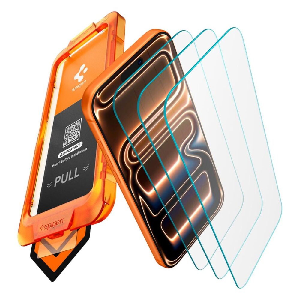 Spigen® (x3 Pack) Glas.tR™ AlignMaster™ S AGL10099 iPhone 17 Pro Max Premium Tempered Glass Screen Protector - Crystal Clear