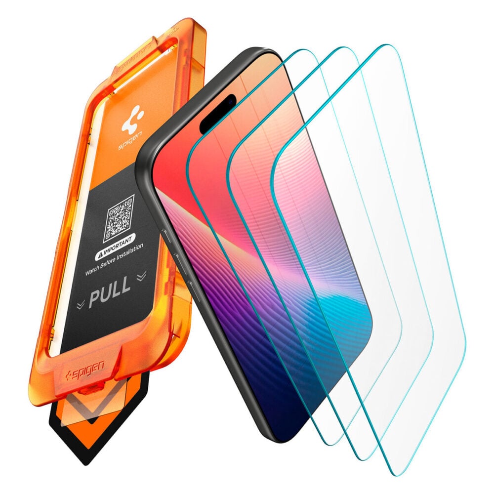 Spigen 3-Pack Glas.tR AlignMaster S Tempered Glass Screen Protector for iPhone 17 Pro - Crystal Clear
