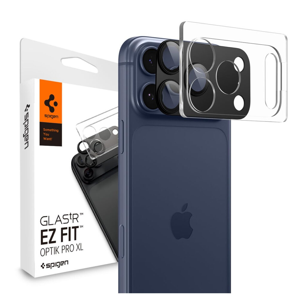 Spigen Glas.tR EZ Fit Optik Pro XL Tempered Glass Camera Lens Protector for iPhone 17 Pro - Black