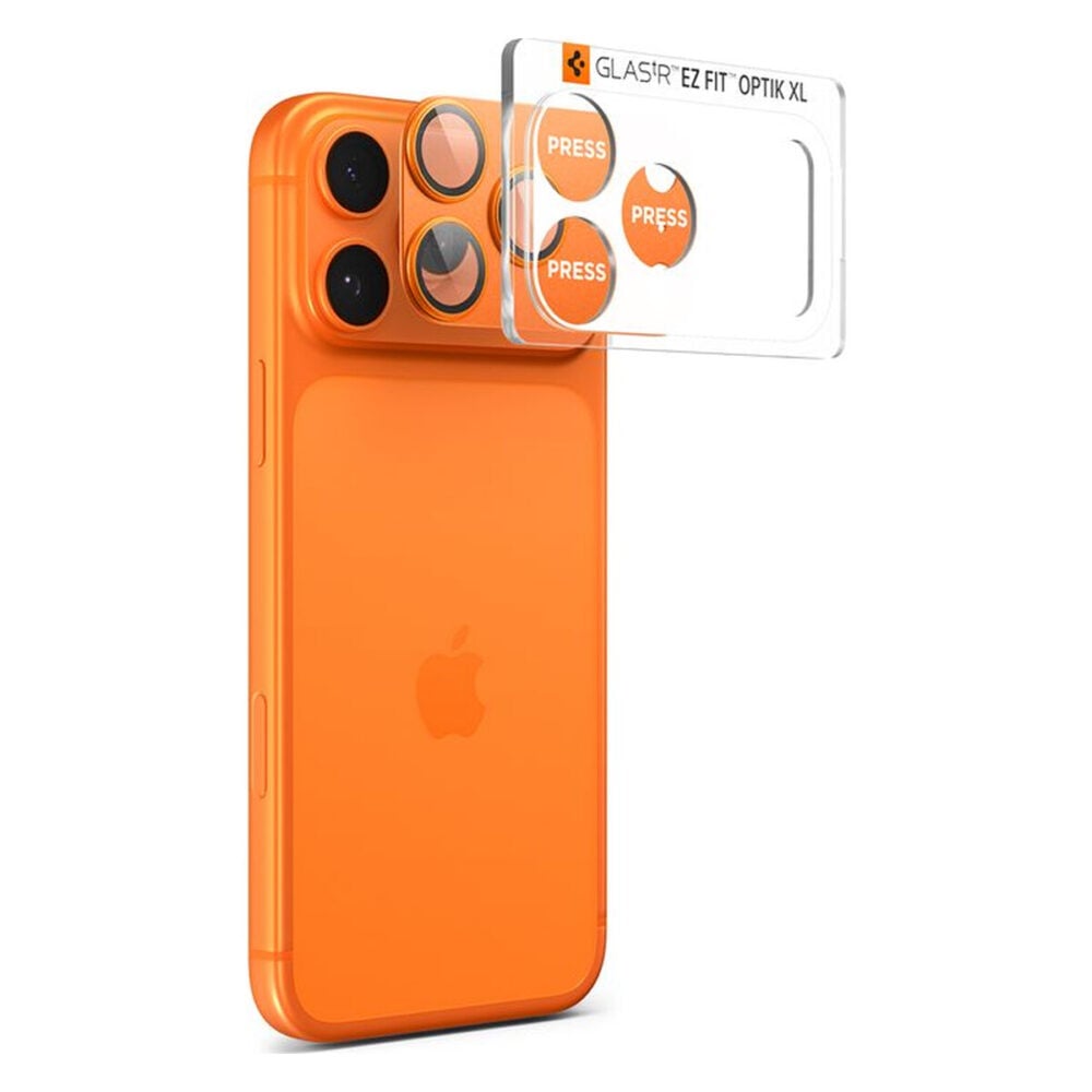 Spigen Glas.tR EZ Fit Optik Pro XL Tempered Glass Camera Lens Protector for iPhone 17 Pro - Orange