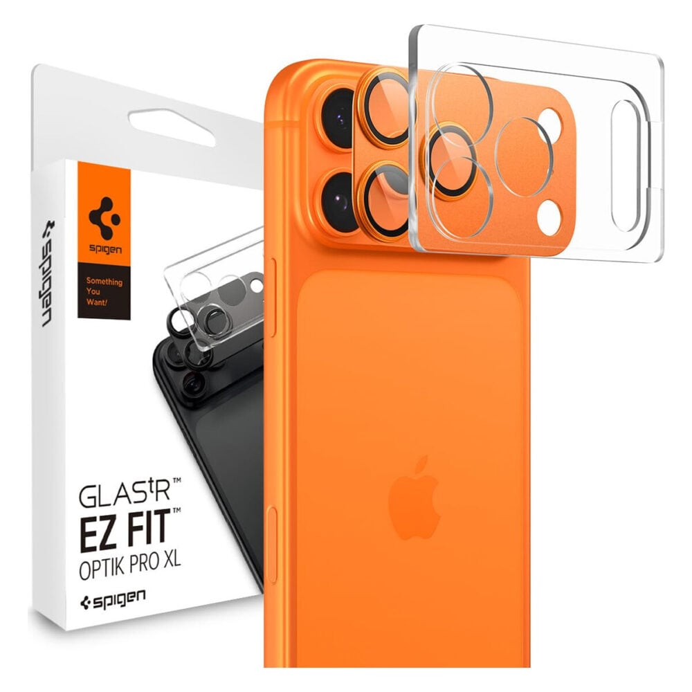 Spigen Glas.tR EZ Fit Optik Pro XL Tempered Glass Camera Lens Protector for iPhone 17 Pro - Orange