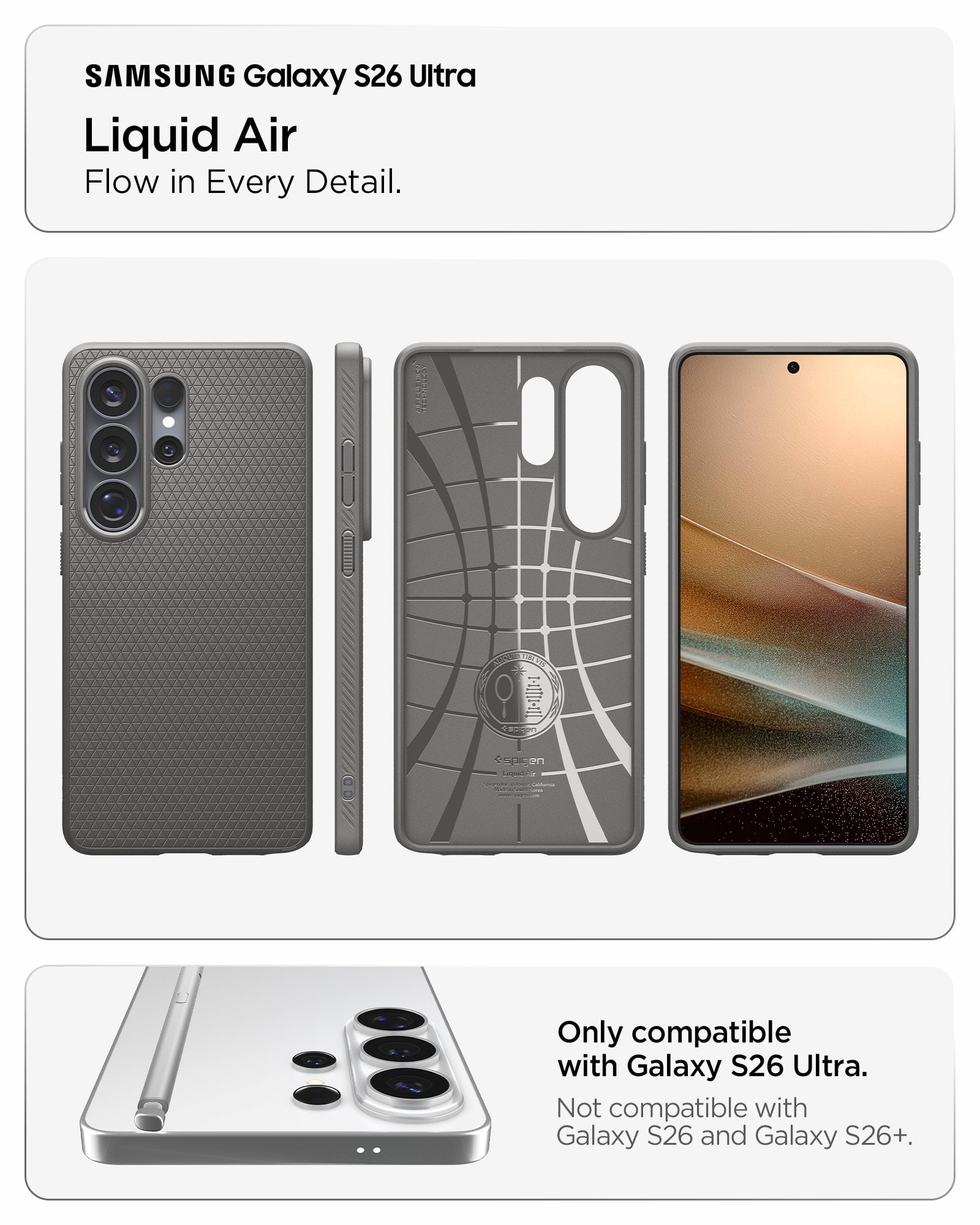 Spigen Liquid Air Case for Samsung Galaxy S26 Ultra - Marble Gray
