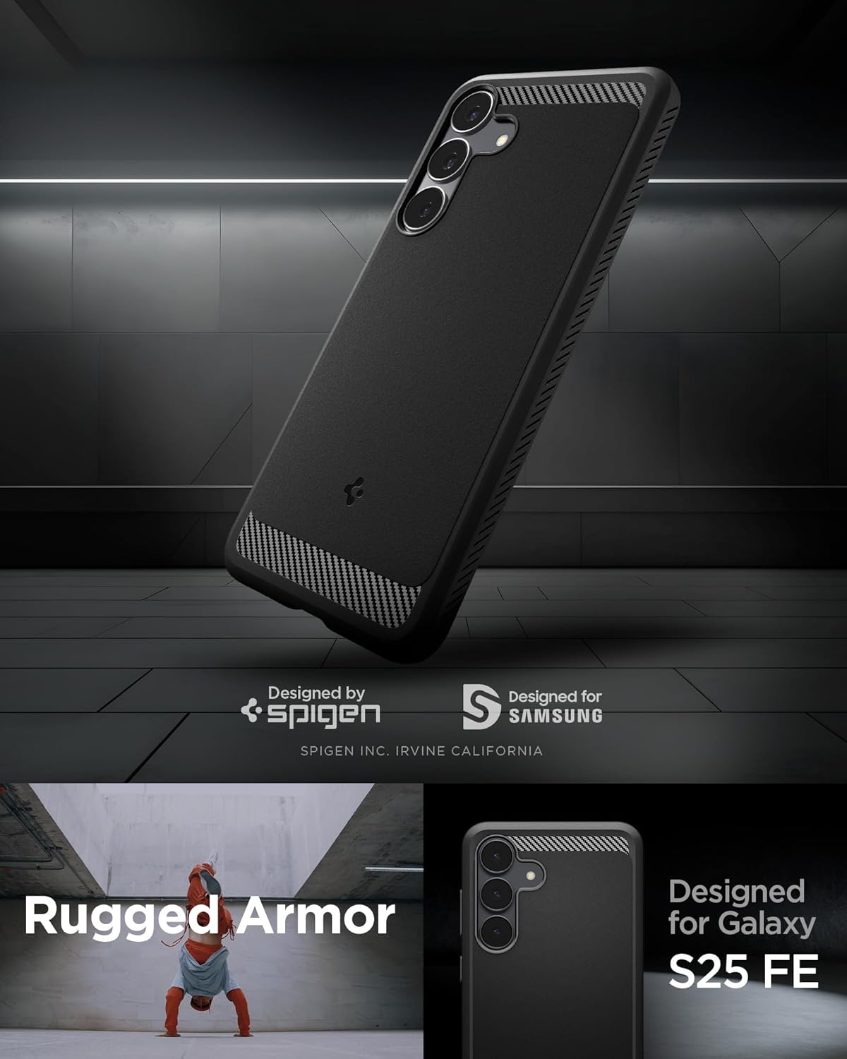 Spigen Rugged Armor Case for Samsung Galaxy S25 FE - Matte Black