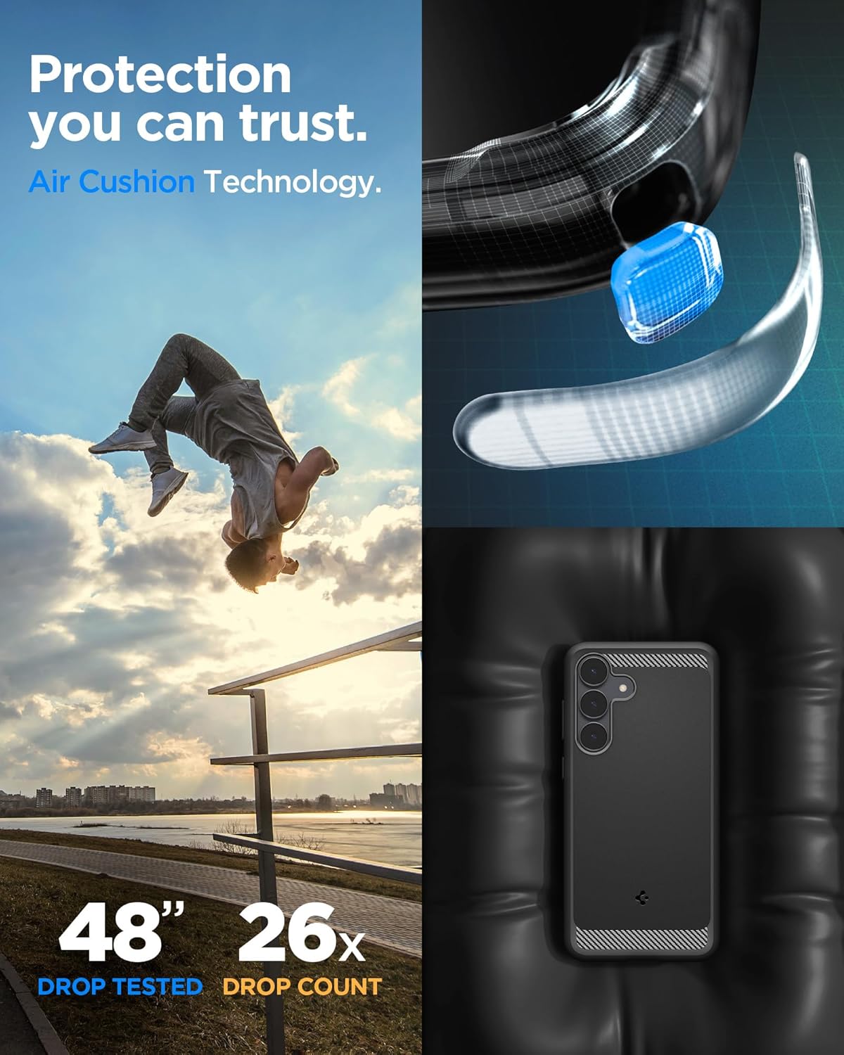 Spigen Rugged Armor Case for Samsung Galaxy S25 FE - Matte Black