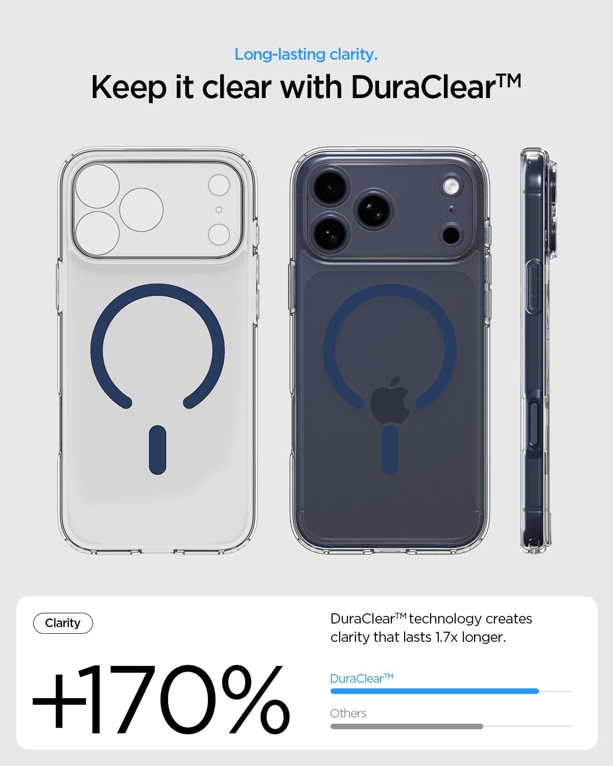 Spigen Ultra Hybrid MagSafe Case for iPhone 17 Pro Max - Clear Deep Blue
