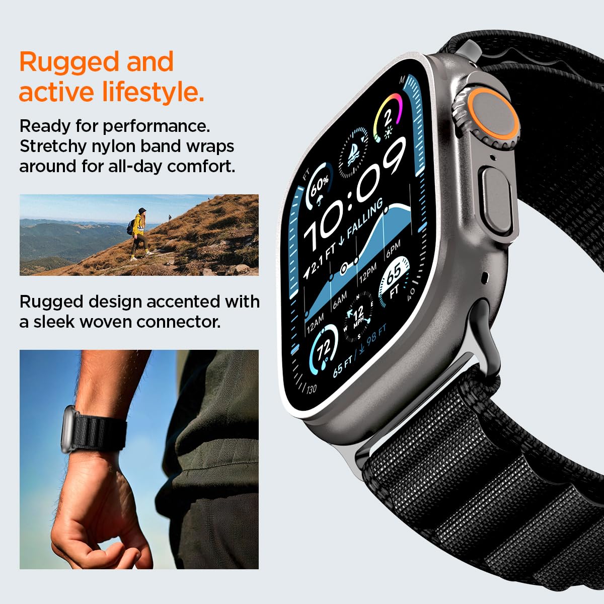 Spigen WBF1 Band for Apple Watch 49mm / 46mm / 45mm / 44mm - Black